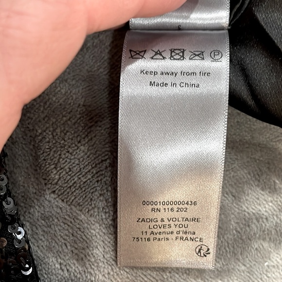 ZADIG & VOLTAIRE Black Beaded Sequins Long Sleeve Bell Wrist Nwt Size M - Picture 12 of 12